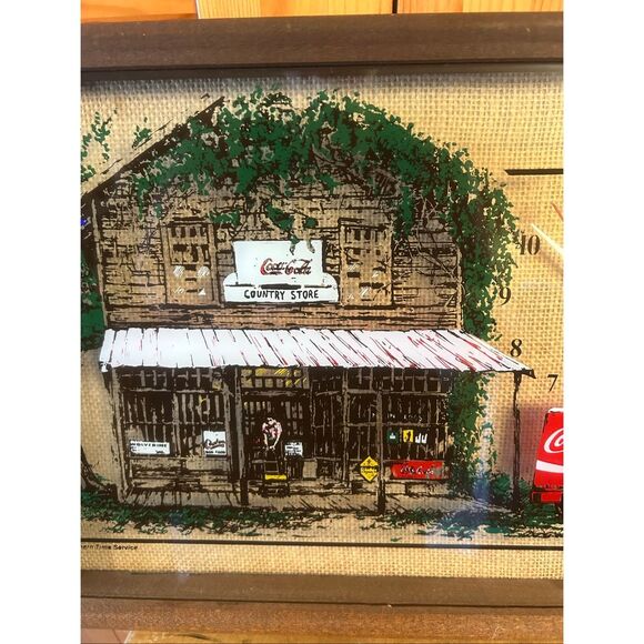 Vtg Coca Cola Country Store Picture Clock Painted Glass Framed Shadow Box (5665) - Picture 3 of 10